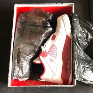 Men's Air Jordan 4 retro, white/black/ gym-red